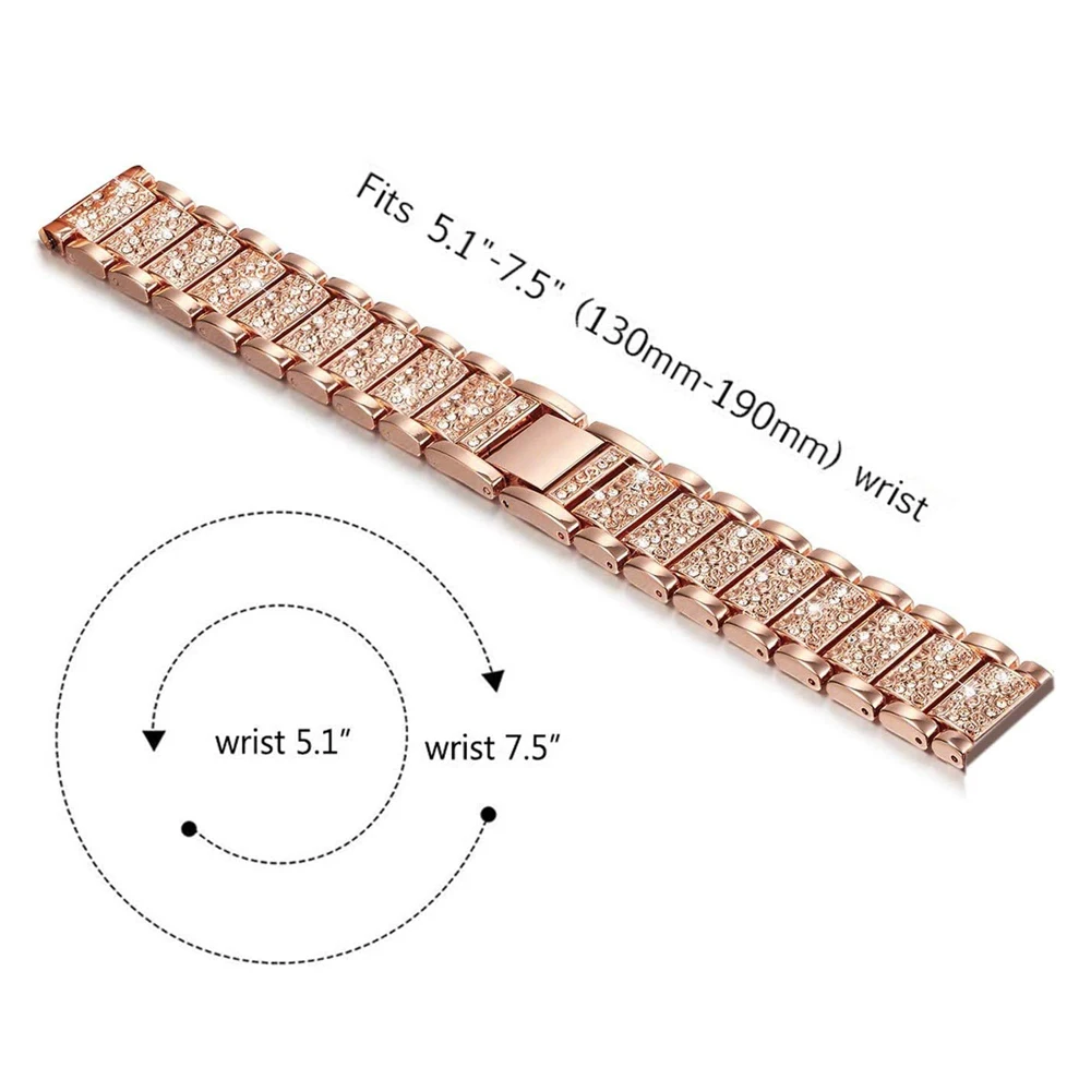 TRUMiRR Watch Band for Fossil Women's Gen 6 42mm / Gen 5e 42mm, 18mm Crystal Diamond & Stainless Steel Watchband Feminine Jewelry Strap for Fossil