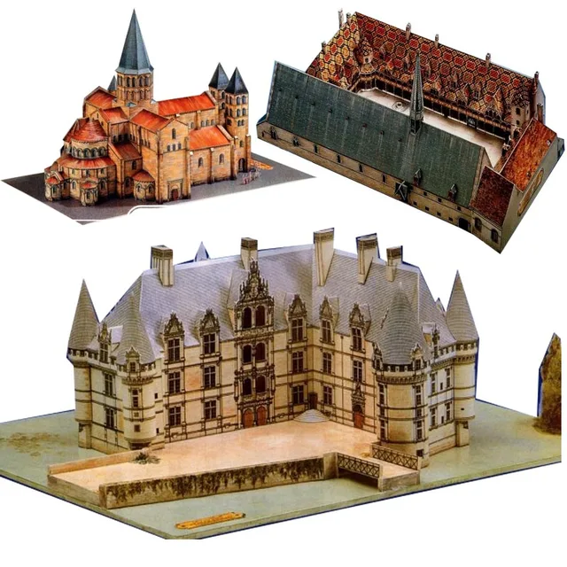 Architecture Series LInstant Retro Hand-painted Paper Model DIY Handmade Toy 1