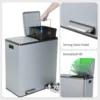 Steel Trash Can, 60L Dual Compartment, Metal Kitchen Step Recycle Bin, Metal Double Dustbin, in-Home Garbage Rubbish Can W/Remov 5