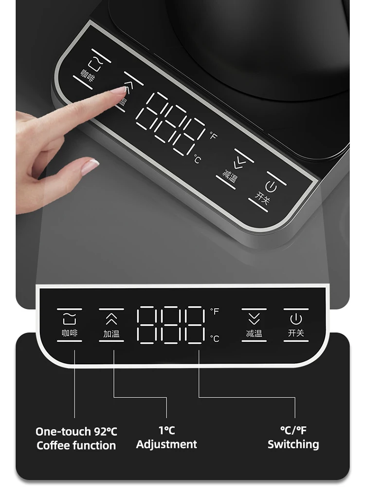 110V/220V Electric Kettle Gooseneck Jug Hand Brew Coffee Pot Thermo Pot Temperature-Control Heating Water Bottle Smart Teapot 6