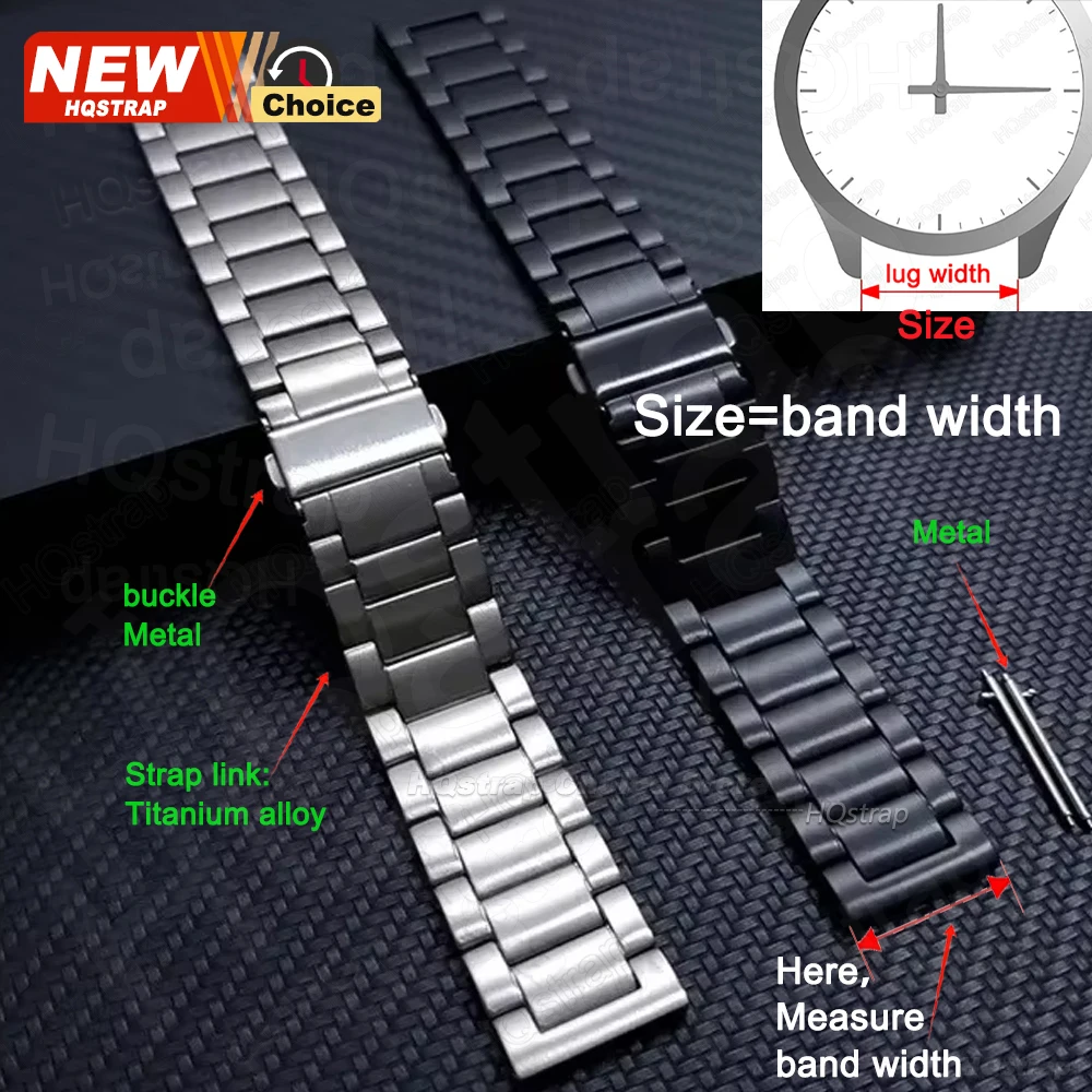 Premium Titanium Metal Watch Band with Butterfly Clasp Strap