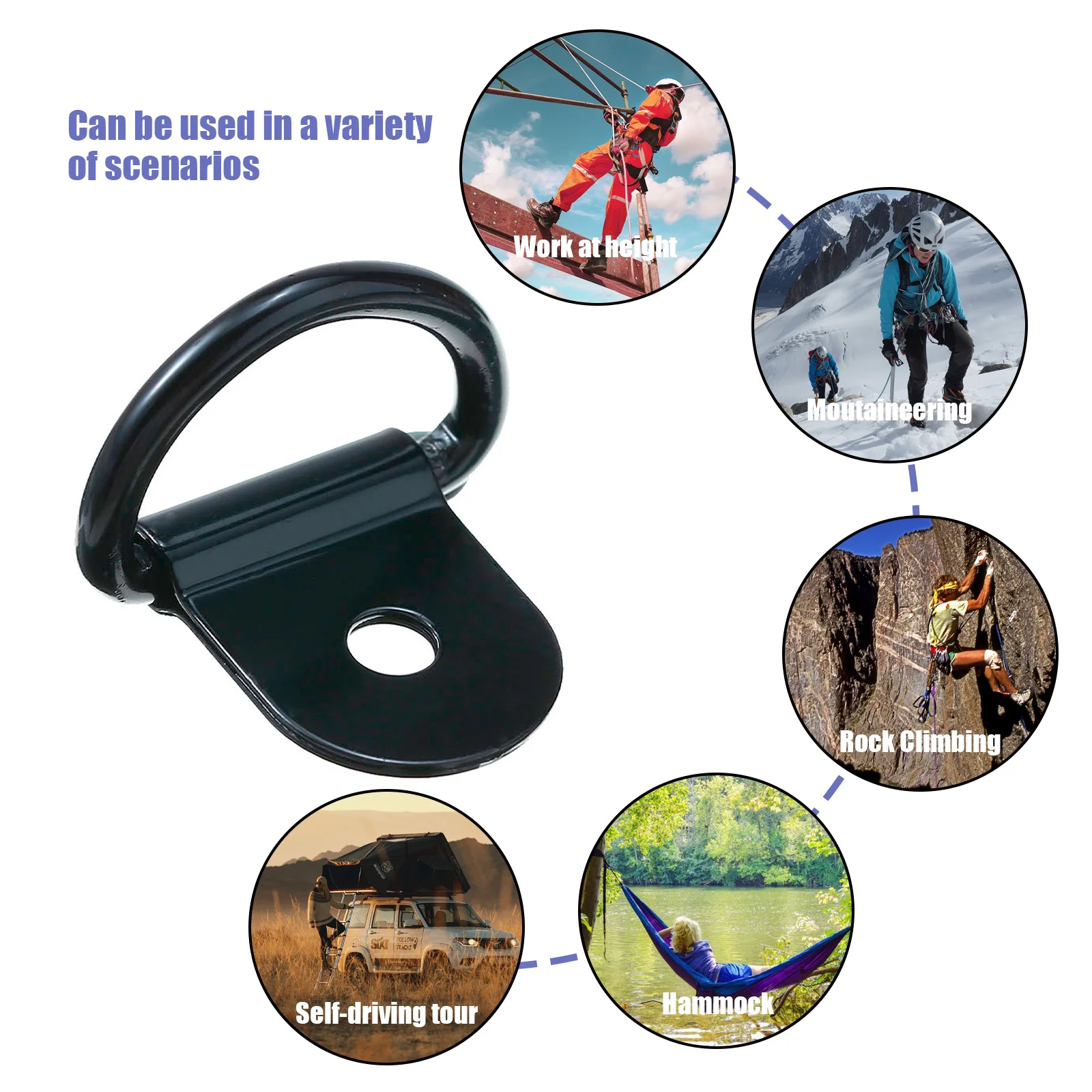 Cargo Tie Down Ring 10pcs D Shape Pull Hook Tie Down Anchors Ring Iron Cargo Tie Down Ring for Truck Trailers RV Boats Accessories