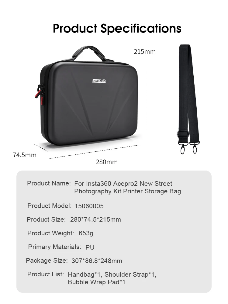 Tragetasche für Insta360 ACE Pro/Ace Pro 2 Xplorer Grip Pro Flash Print Bundle Zubehör Harte Aufbewahrungstasche Erweiterungskäfig – Detail 10