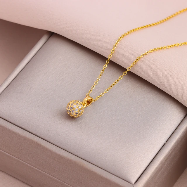 New Fashion Sweet Sexy 18K Gold Plated Zircon Crystal Pendant Necklaces For Women Female Stainless Steel Clavicle Chain Jewelry 4