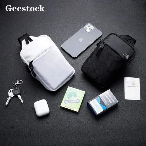 Geestock 슬링백 남성용 나일론 방수 어깨 가슴 가방, 미니 슬링백, 야외 스포츠 휴대폰 가방, 허리 팩 4