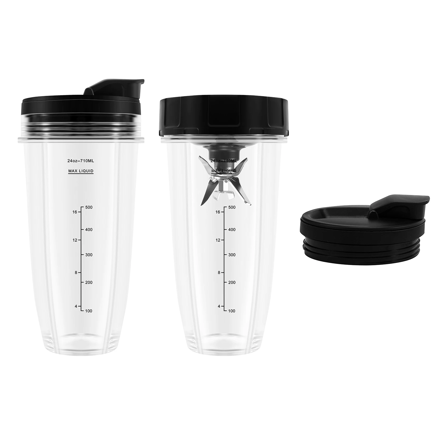 Vasos de licuadora para licuadora Ninja, taza de 18 onzas con tapas para  sorber y sellar, compatibles con Nutri Ninja Blender Auto iQ Series de 900  W