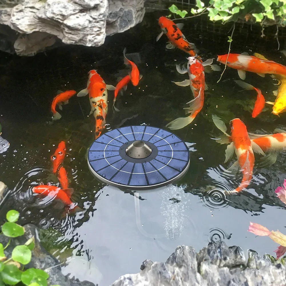 Solar Floating Pond Aerator Pond Oxygen Pump with Air Hose and Bubble Stone Fish Tank Oxygenator Auto Off for Birdbath