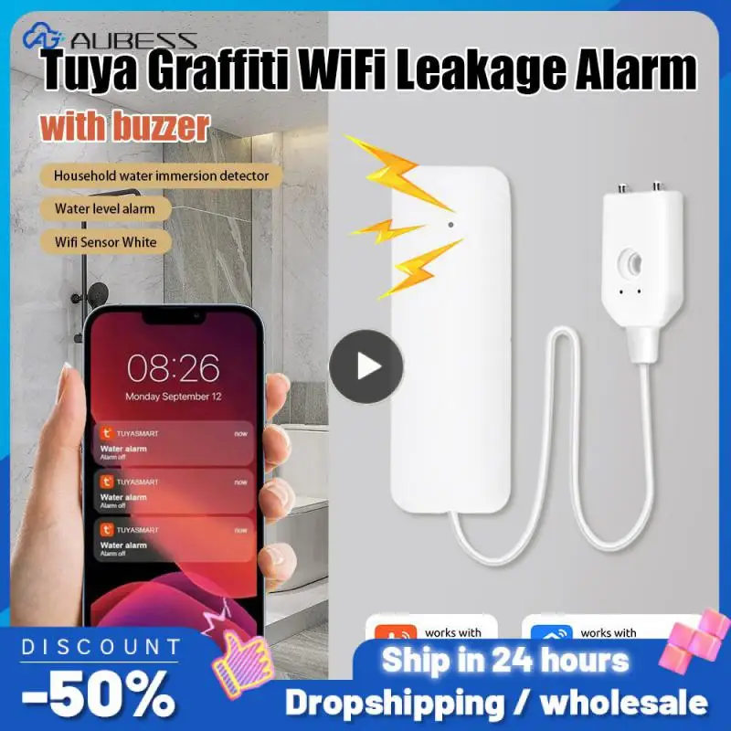 

Смарт-датчик утечки воды Tuya с Wi-Fi и сигнализацией