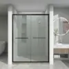 Shower Door, 56-60" W x 72" H, Aluminum Frame Double Sliding Shower Door, 1/4" (6mm) Thick Glass Shower Door 1