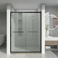 Shower Door, 56-60" W x 72" H, Aluminum Frame Double Sliding Shower Door, 1/4" (6mm) Thick Glass Shower Door 1