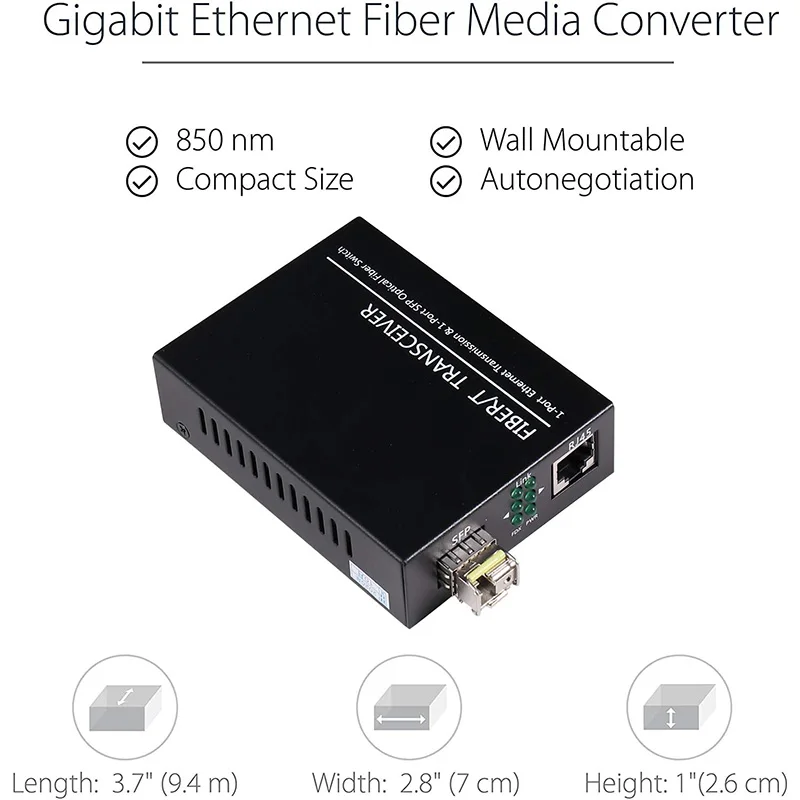 Saikiot SFP Media Converter 10/100/1000 Base Media Converter Fiber Optic