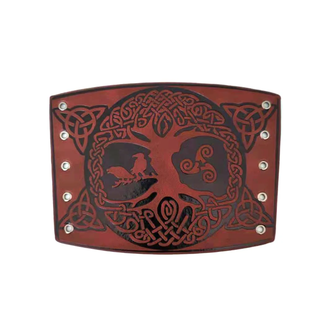 Fashion Punk Wide Leather Bracelet Arm Armor Cuff Wrist Guard Crow and Sheep Head Pattern Wide Bracer for Fancy Dress Stage Show - Image 6