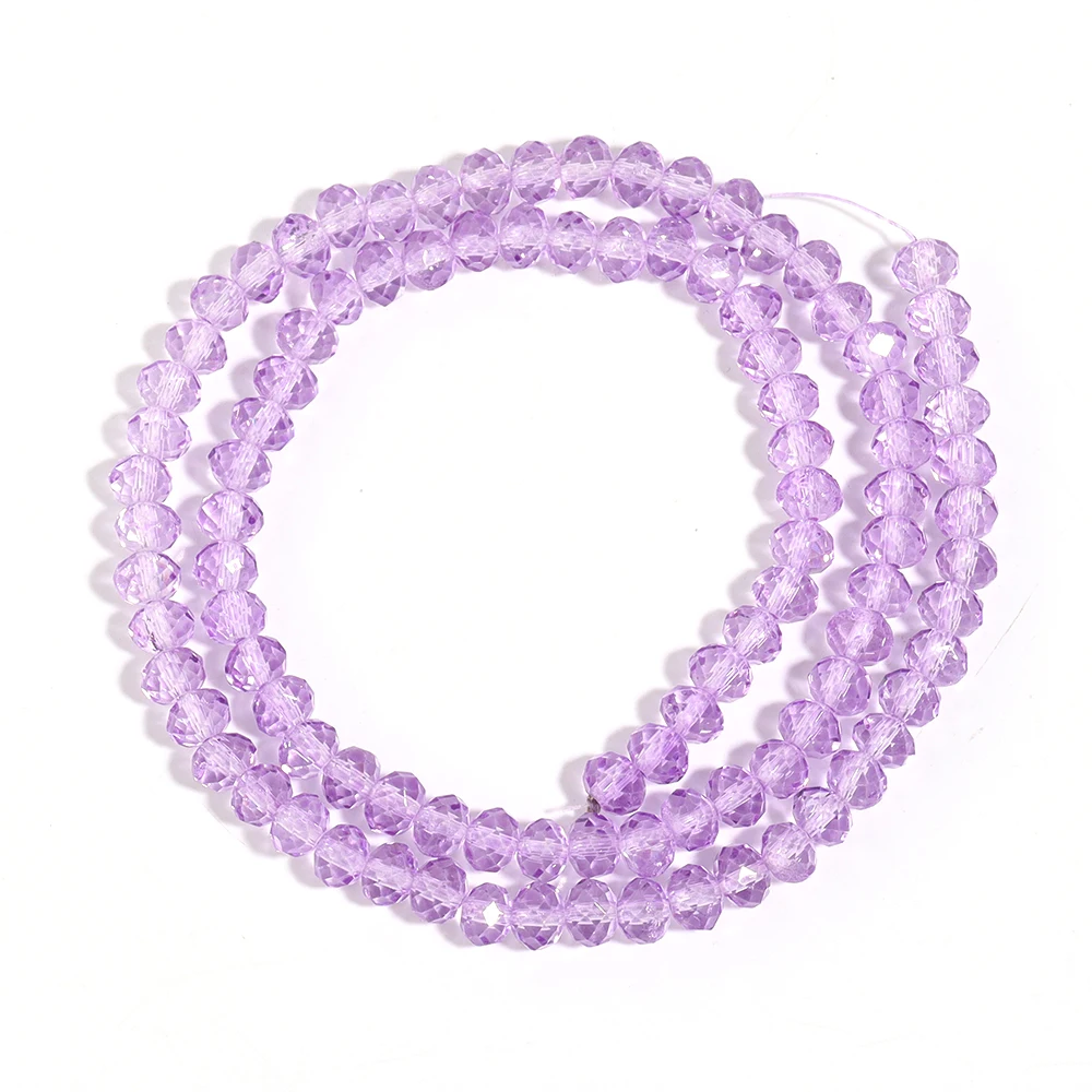 1줄/묶음 3/4/6/8/10mm 퍼플 크리스탈 비즈, 각진 유리 비즈, 느슨한 스페이서 비즈, 쥬얼리 제작 DIY 목걸이 팔찌용