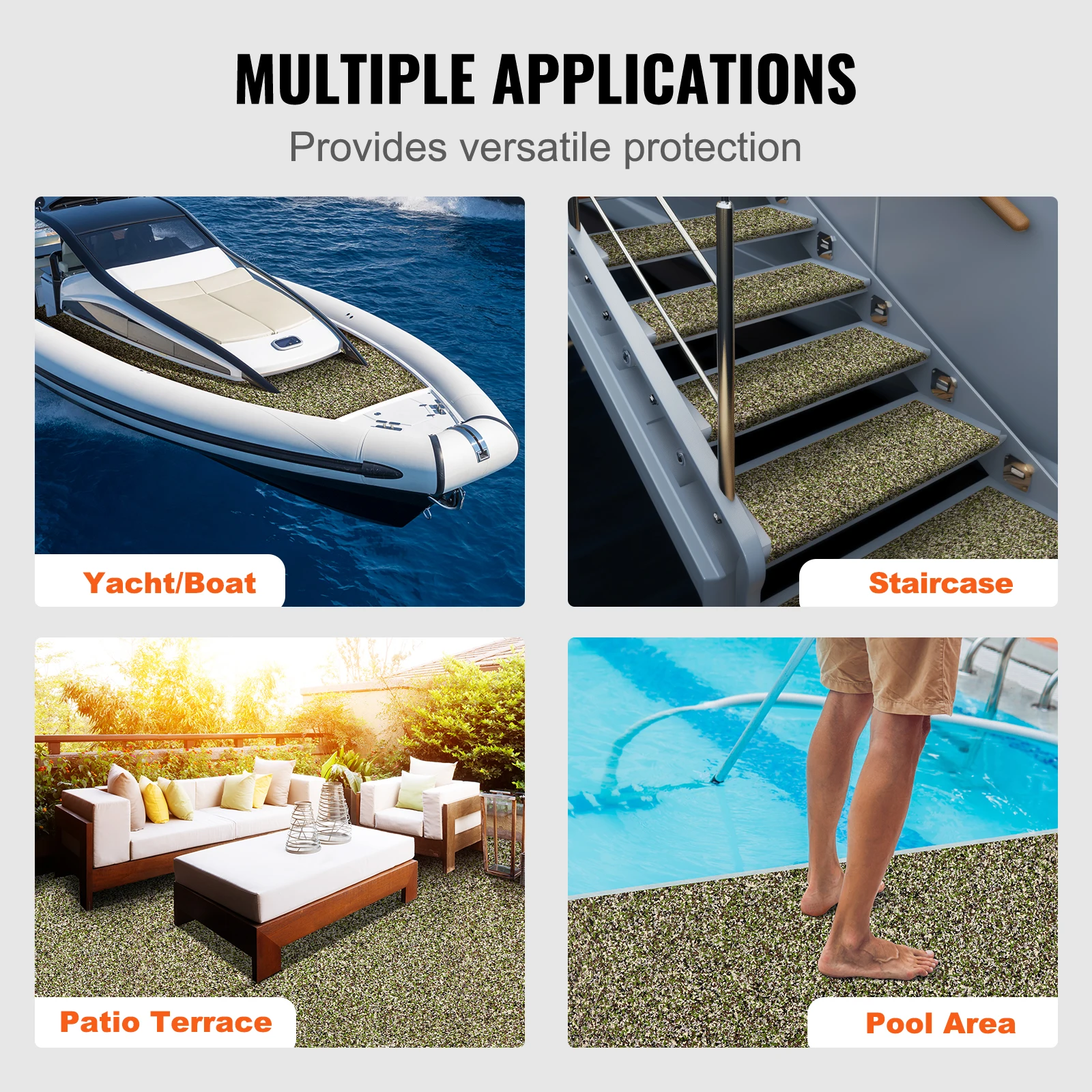 VEVOR Boat Flooring EVA Foam Boat Decking 94.5" x 23.6" Non-Slip Self-Adhesive Flooring  31.1 sq.ft 2 Rolls of Marine Carpet