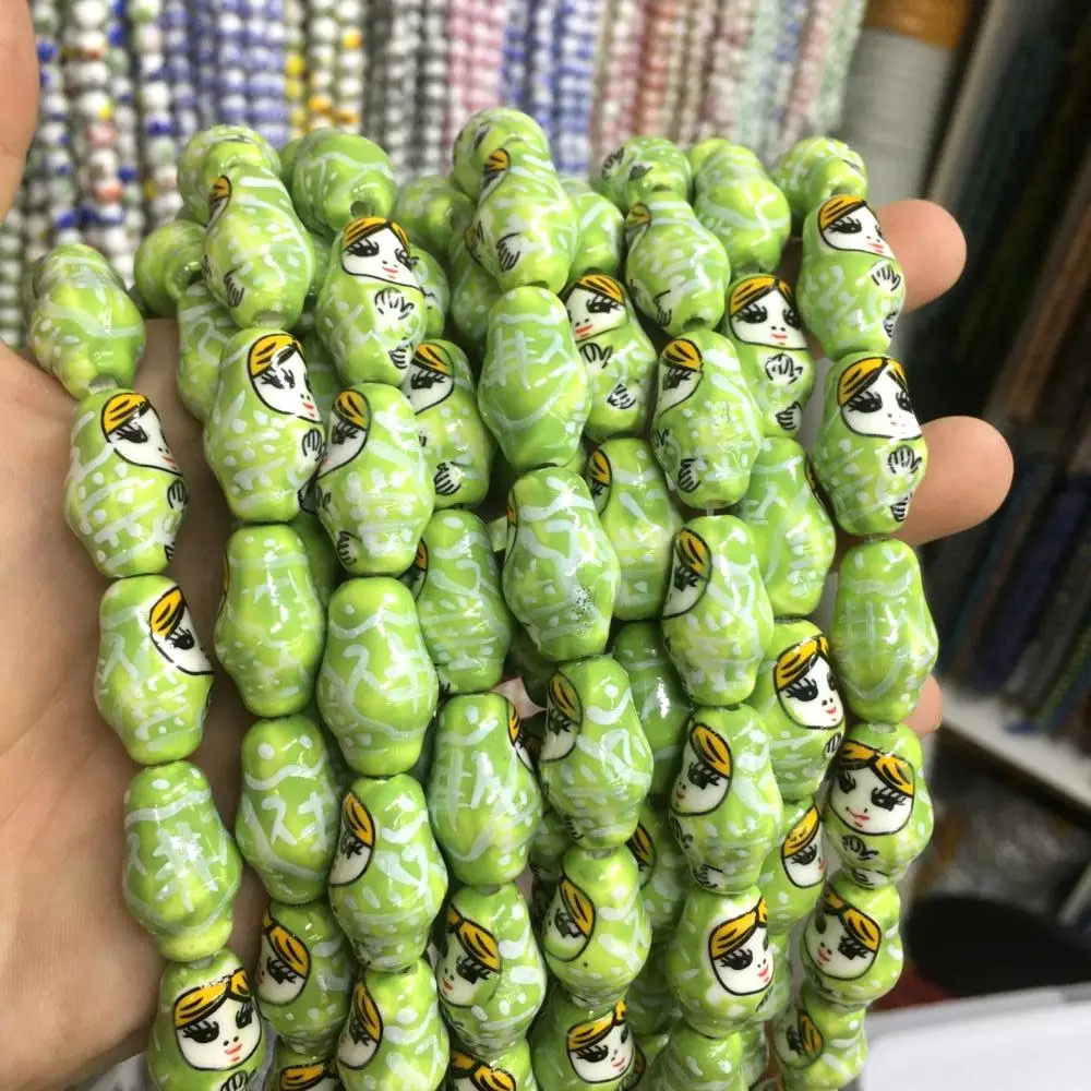 Glass Multicolor Doll Bead Cute Lampwork Flower Porcelain Loose Beads For Jewelry Making DIY Bracelet Necklace Accessroeis