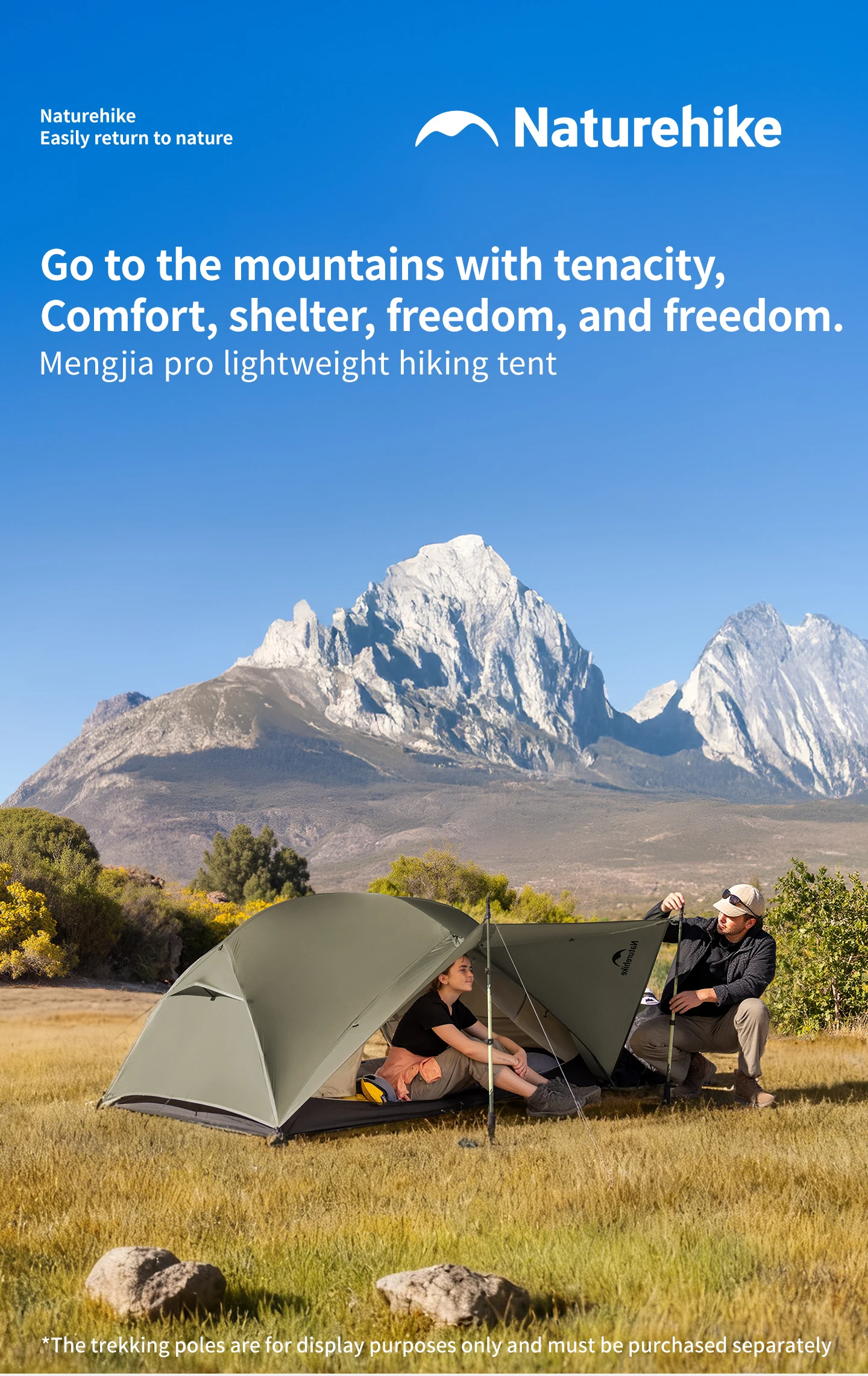 Naturehike Mongar Pro Ultraleichtes Zelt für 1–2 Personen, 20D-Nylon, doppellagig, wasserdicht, leicht, für Camping, Wandern, 3-Jahreszeiten-Zelt – Detail 1