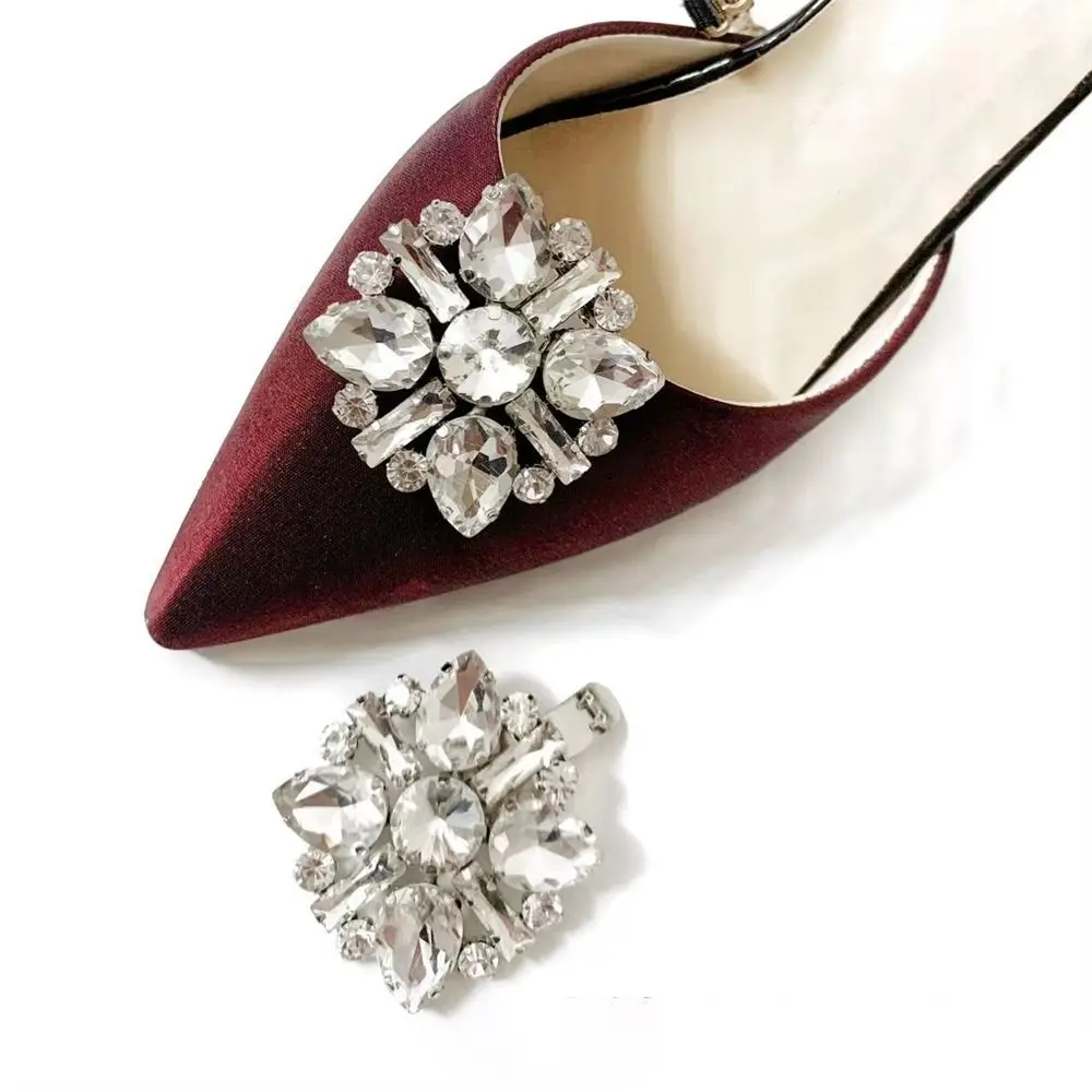 1PC Shiny Rhinestones Shoe Clips Crystal Removable Bride Shoes Decoration Charm Buckle Lady