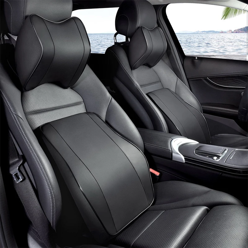 Ergonomic Car Seat Headrest & Lumbar Cushion Memory Foam Car Neck Pillow  Protective Lumbar Back Support Breathable Car Headrest - AliExpress