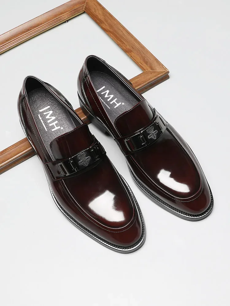 New Business Dress Men's Shoes Premium Leather Glossy Casual Loafers 4