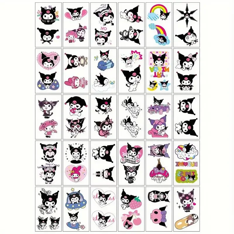 Hello Kitty Temporary Tattoos Kuromi Cute Anime Waterproof Tattoos Sanrio Durable Color Kawaii Tattoo Sticker Gifts 4