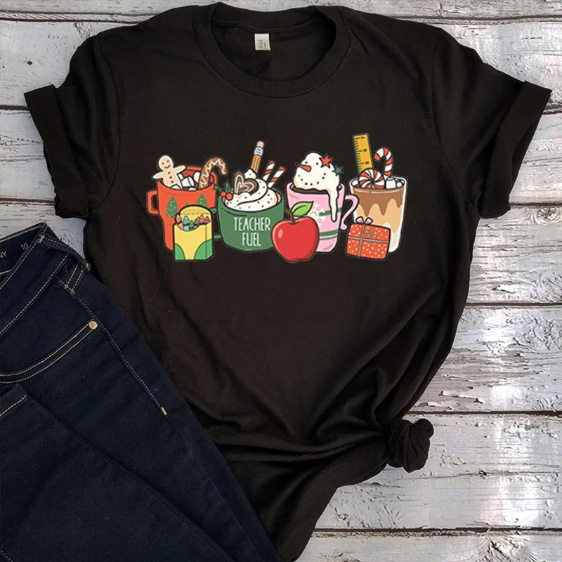

Teacher Shirt Christmas Coffee Tshirt Teacher Christmas Aesthetic Clothes Teacher Gift Cute Vintage Clothes Harajuku XL