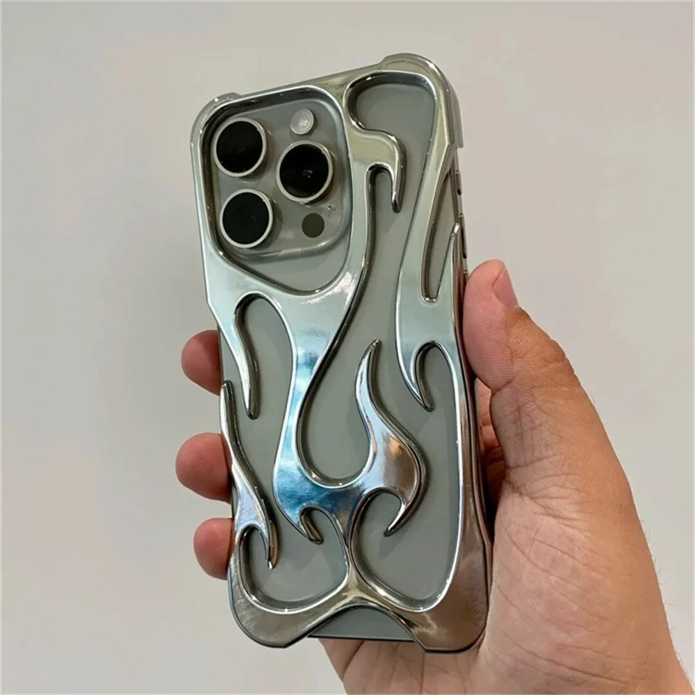 Fashion Hollowed Fire Flame Phone Case For iPhone 16 15 14
