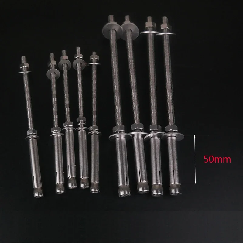 Lengthened 304 Stainless Steel Expansion Bolts Wall Anchors Screws for Ceiling Size M6-M12 Length 120-500mm