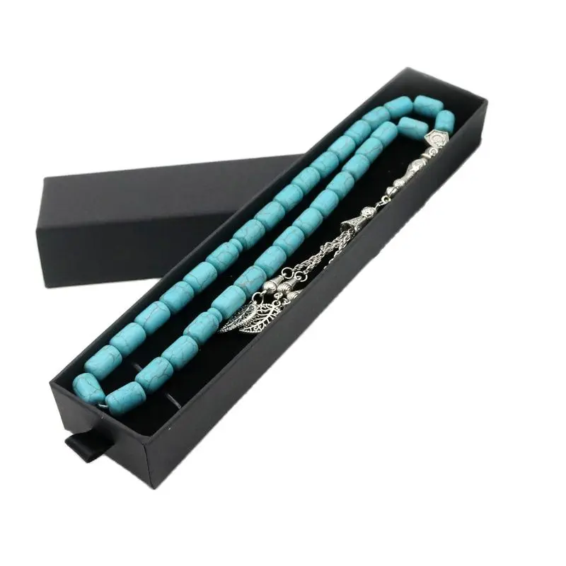 Perles de Pierre Tasbih Bleues pour Prière Musulmane, Islamique, Tebish, Ramadan, Eid, Cadeau