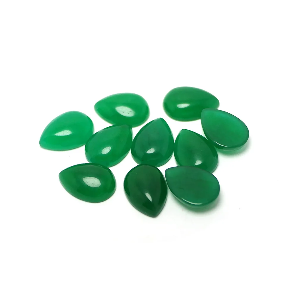 10pcs Green Cabochon Teardrop Stone,10x14mm Polished Flat Stone,Earrings Jewelry Necklace Making,Inlayable Gemstone Supplies