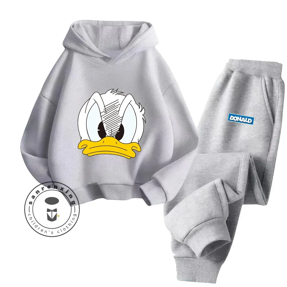 Spring and Fall Fashion Cartoon Donald Duck Pure Cotton Boys and Girls Teenagers Unique Super Good-looking Sweatshirt Tracksuit 4
