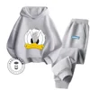 Spring and Fall Fashion Cartoon Donald Duck Pure Cotton Boys and Girls Teenagers Unique Super Good-looking Sweatshirt Tracksuit 4