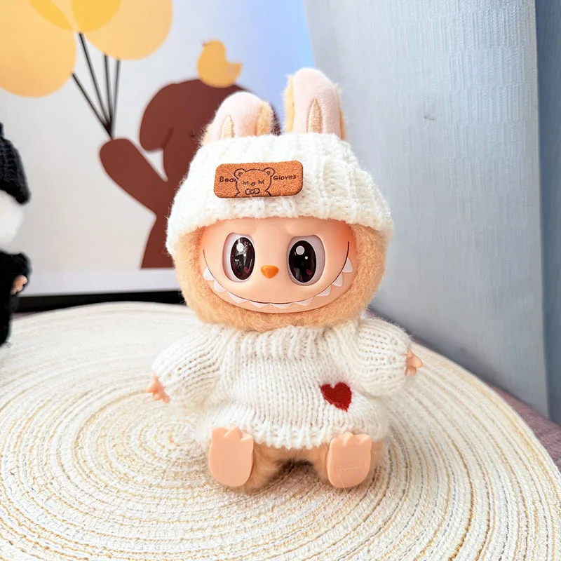 17cm Labubu Clothes Love Heart Sweater Bag Accessories For Korea Kpop ...