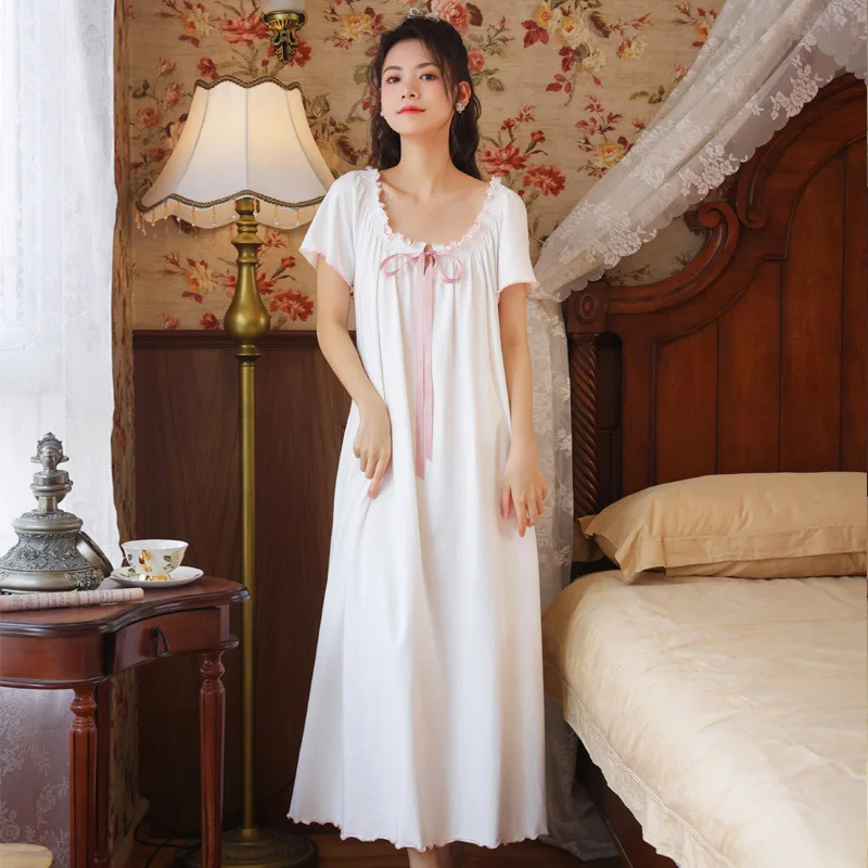 

Roseheart New Women Homewear White Sexy Sleepwear Lace Cotton Nightwear Nightgown Sleepwear Luxury Female Gown Nightdress