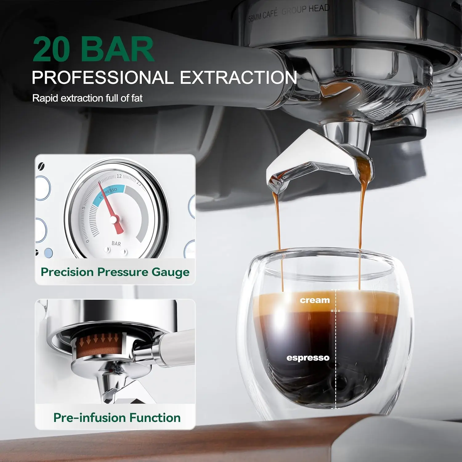 All-in-One Espresso Coffee Maker 20 Bar with Milk...