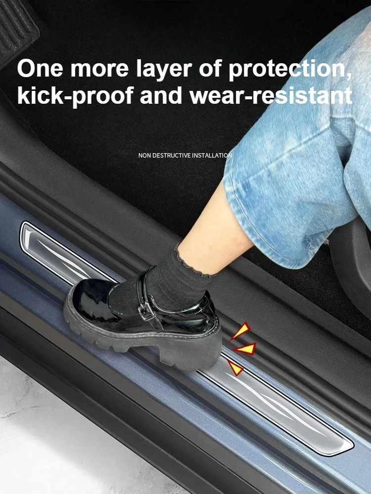 For BYD Sealion 7 2024 2025 4PC Drop Glue Car Door Threshold Strip Adhesive Protective Sticker Pedal Scratch Resistant Protector detail image 2