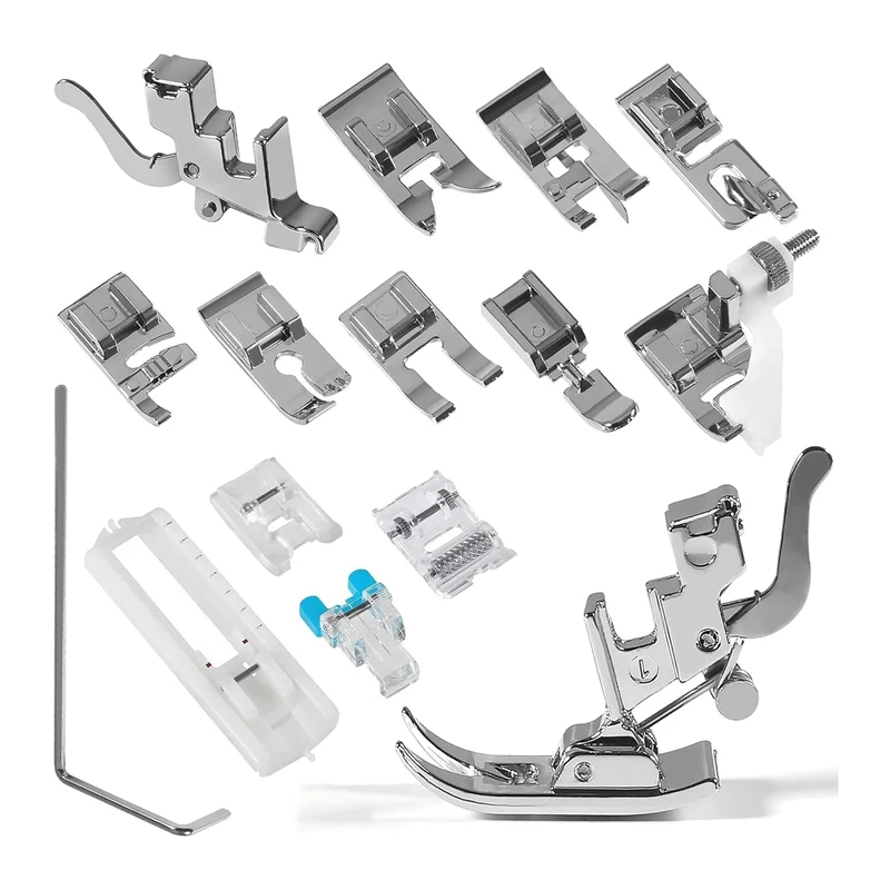 

14Pcs Presser Feet Set With Snap On Low Shank Adapter Universal Presser Foot Holder For Brother Singer Janome Babylock Durable