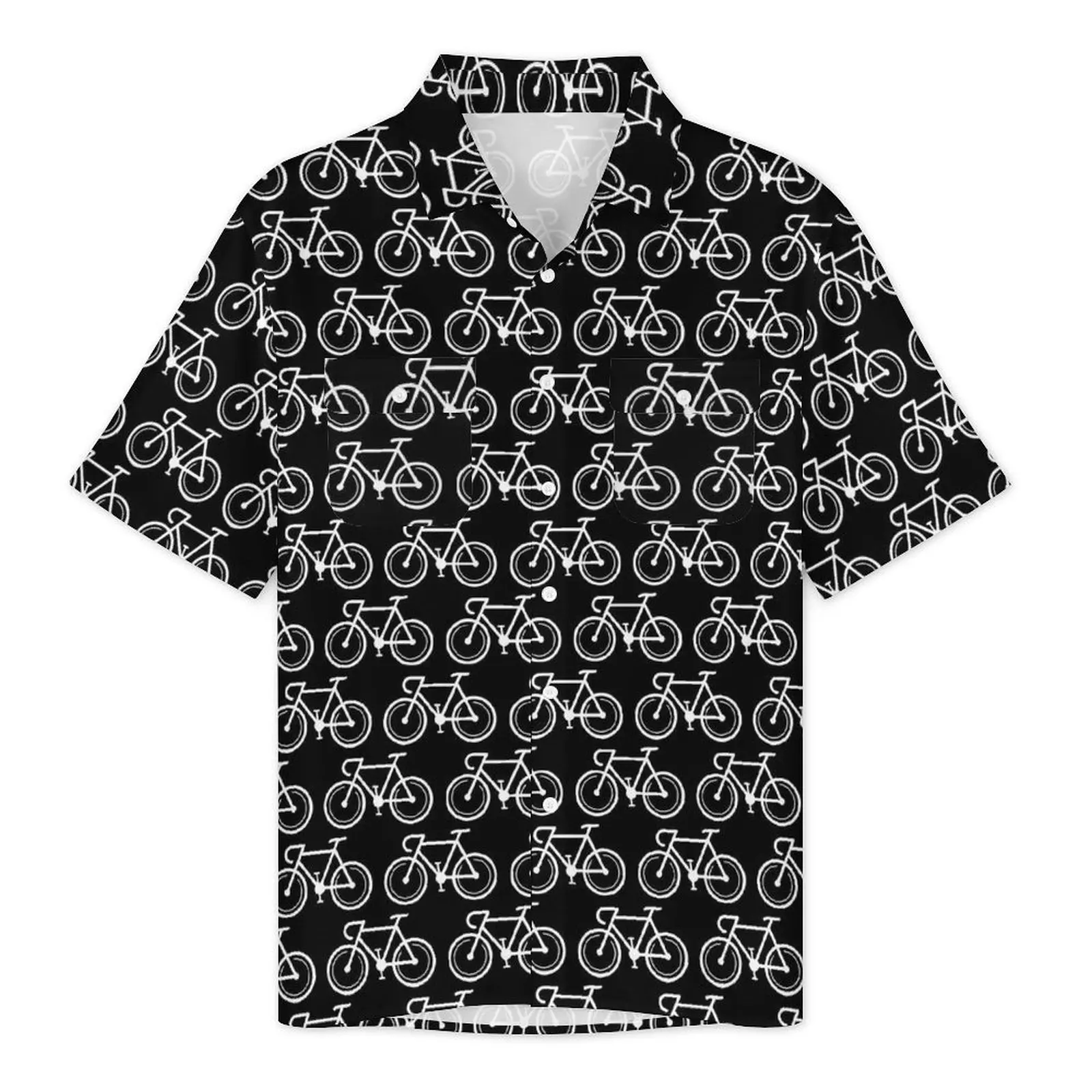 Black And White Bicycle Beach Shirt Bikes Print Hawaiian Casual Shirts Men Novelty Blouses Short-Sleeved Stylish Graphic Clothes 2