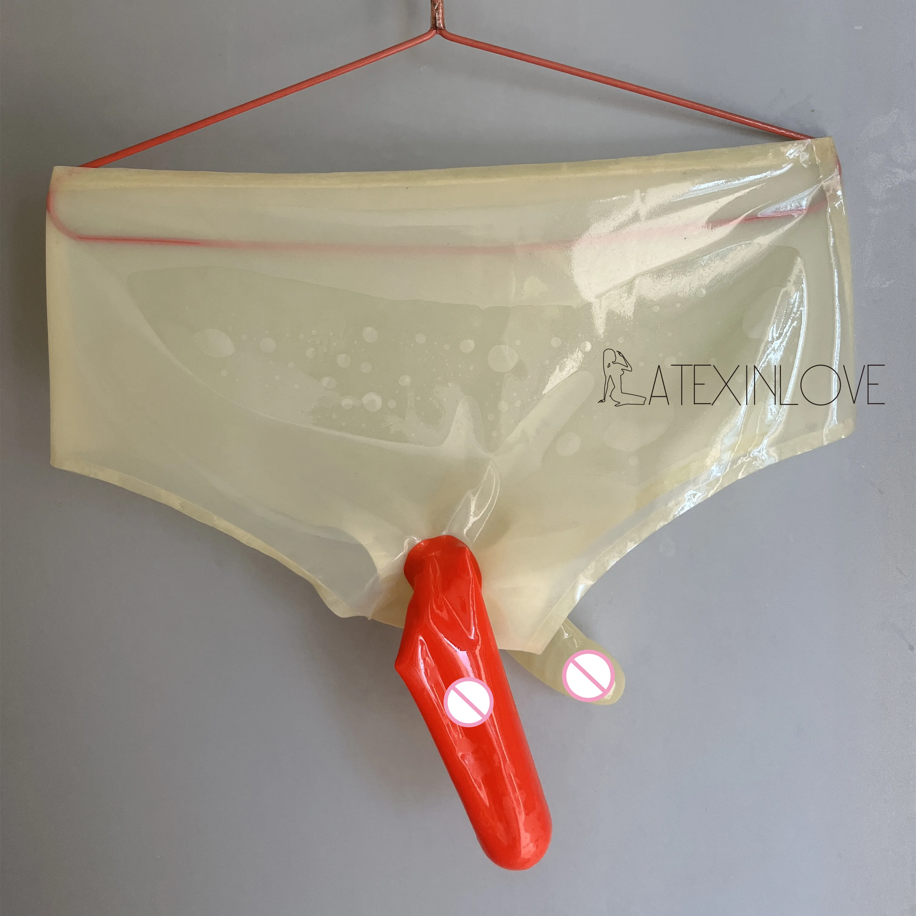 Sexy Men Underwear Latex Briefs Fetish Rubber Lingerie Double Penis Anus Condom men underwear,sexy panties