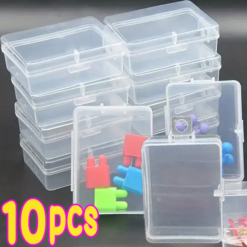 1/10pcs Square Plastic Storage Box Transparent Acrylic Flip Cover Dustproof Mini Case Pill Jewelry Packaging Display Container