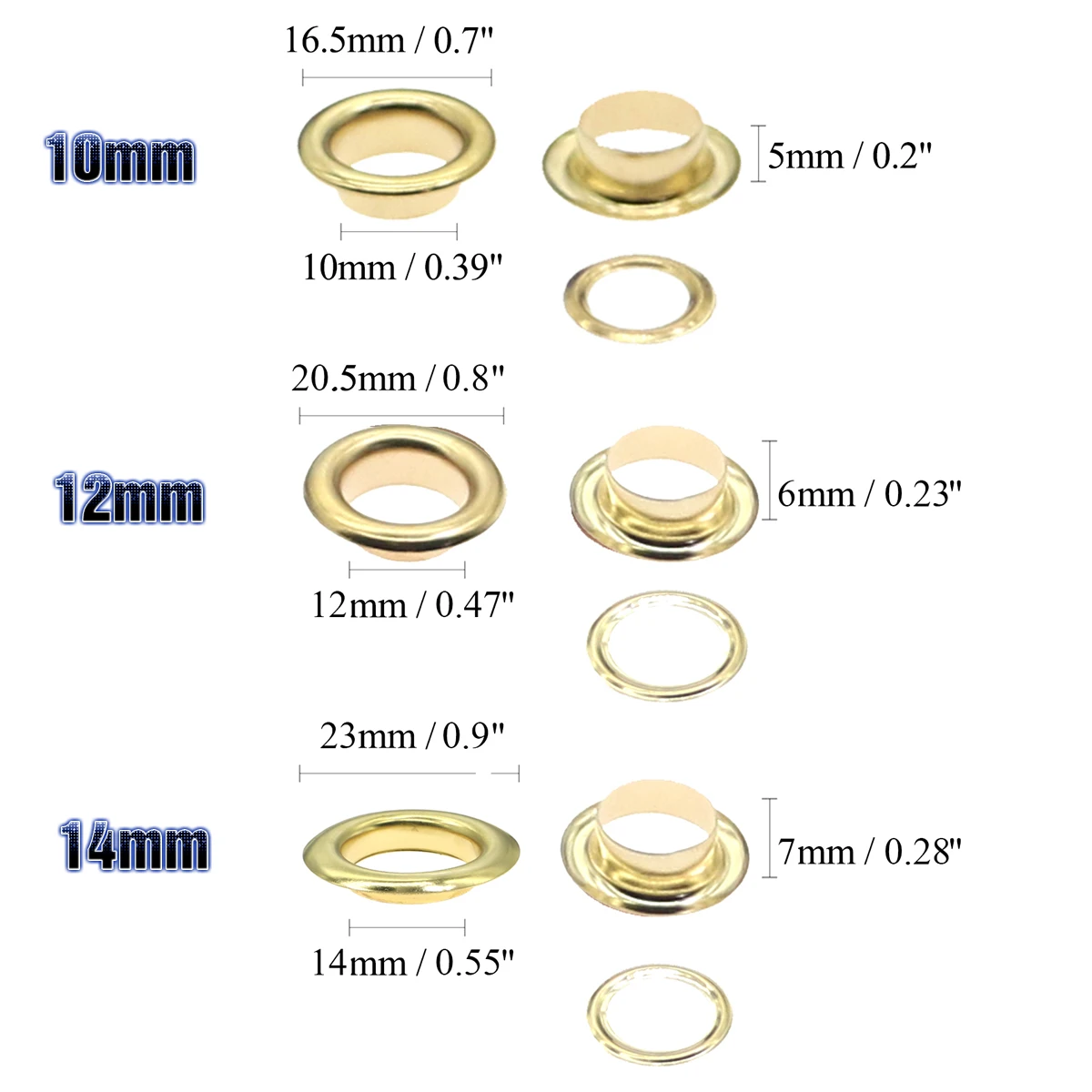 Eyelet Grommet Ring 30sets/pack(Outer diameter)22mm (internal)14mm (high)4.5mm metal grommets gold Blank holder eyelet 12mm eyelet
