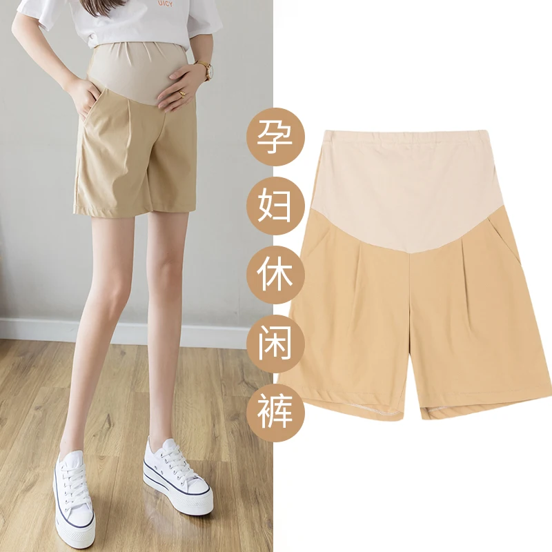 Maternity Short Pants Women's Summer Shorts Women's Summer Solid Five-pants Loose Sports Pant Mid pans Pregnant Casual Clothes