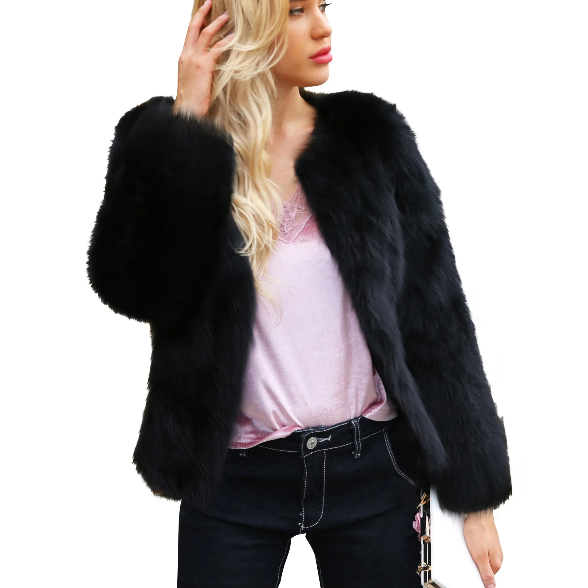 

Autumn/Winter Fur Top Short Long Sleeve Coat