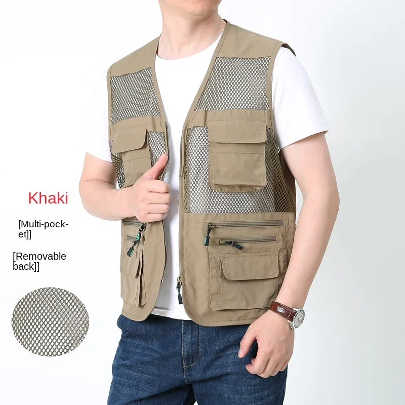 

Coat Summer for Men Vest Luxury Tactical Military Men's Multi-pocket Hunting Man Fishing Clothing Leather Sleeveless Jacket Work