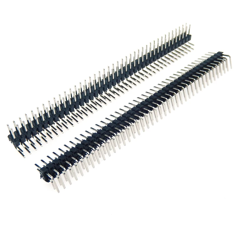 10pcs 1x40 2X40 40Pin 80PIN 2.54mm right Angle single row Pin head male 90 degree Pin connector Double row pin