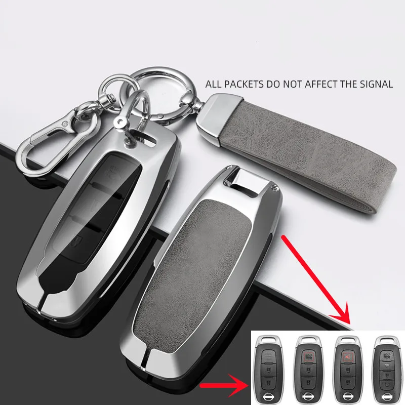 

Alloy Car Key Case Cover Leather Rope Keychain For Nissan 234 Buttons X-trail T33 Qashqai J12 Teana Altima Ariya Car Accessories