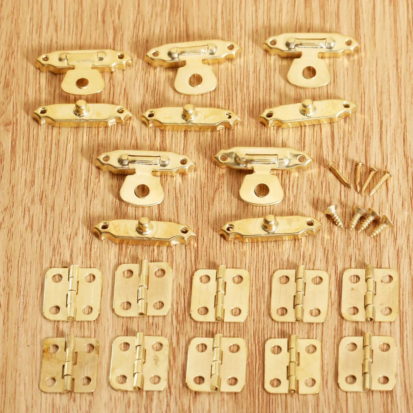 Cabinet Door Hinges Furniture Hardware Toggle Latches Jewelry Box Hasps Decorative Latches 15pcs Vintage Gold Round Hinges Iron Antique Latch Hasps Jewelry Box Toggle Lock