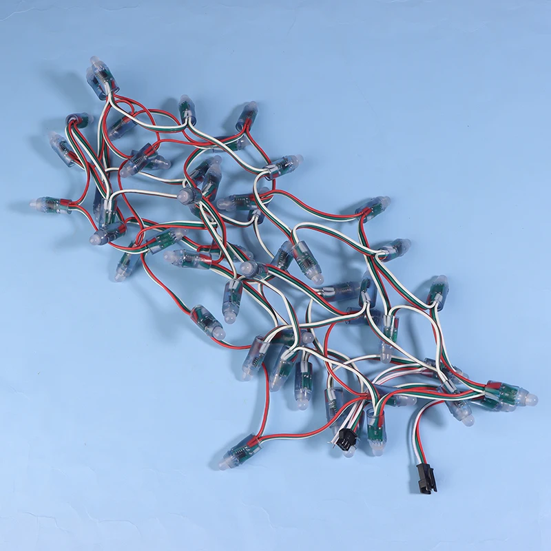 50Pcs DC5V WS2811 Full Color LED Pixel Light Module 12MM 14CM Wires IP68 Waterproof RGB Digital Led Strings For Festival Decor