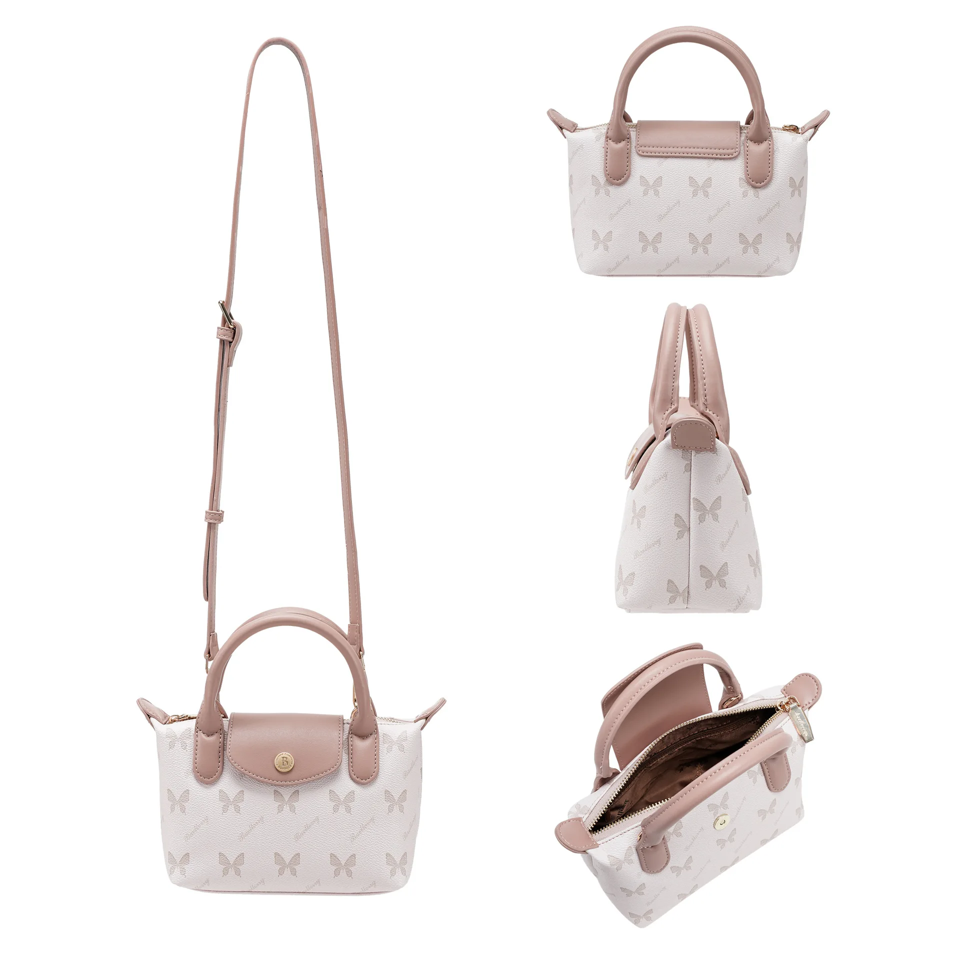 1Pcs Butterfly Print Fashion Handbag, Adjustable Shoulder Strap, Sweet Butterfly Pattern Small Bag, Niche Design Commuter Date Small Square Bag, Women's Daily Shoulder Crossbody Handbag