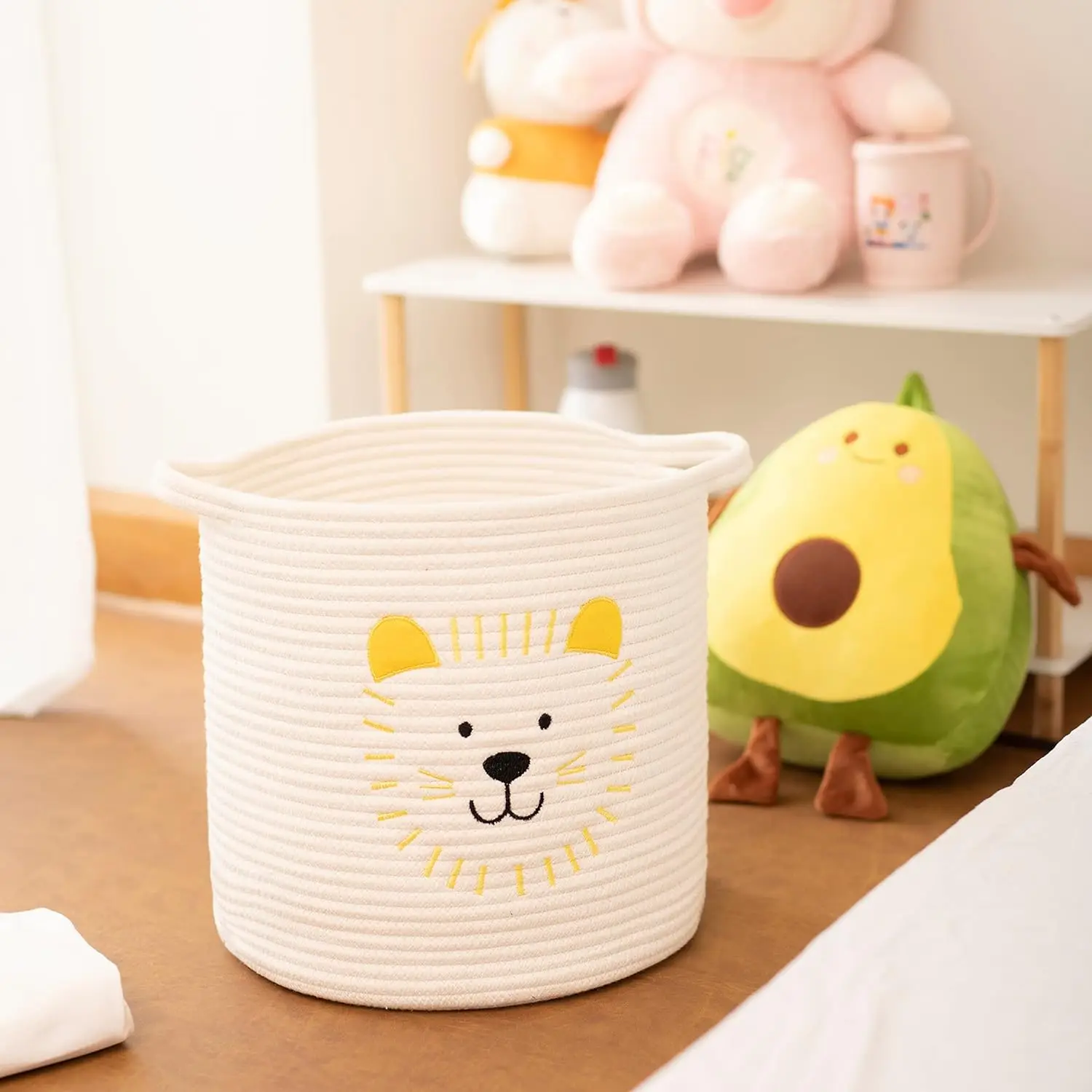 

Animal Laundry Basket For Nursery Foldable Handmade Toy Bucket Home Big Capacity Cotton Rope Toys Organizer For Home Living Room