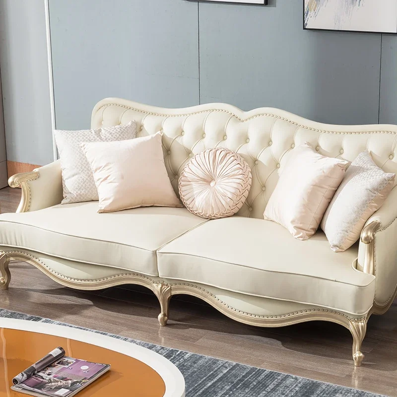 

Роскошный американский кожаный диван для гостиной 123, комбинированный современный простой европейский диван для виллы из массива дерева